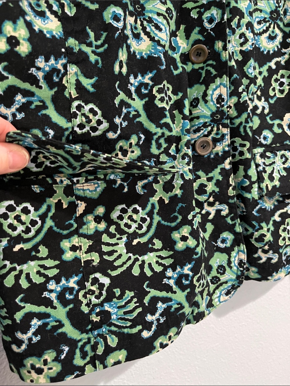 Charter Club Black Floral Button-Front Blazer with Green & Teal Accents - Picture 3 of 5